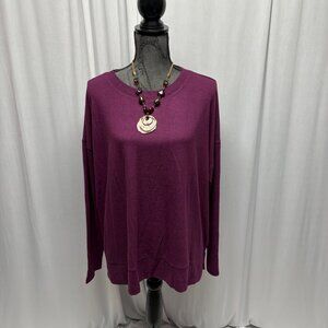 Lucky Brand Purple Knit Long Sleeve Womens Size XL Cozy Crewneck NEW